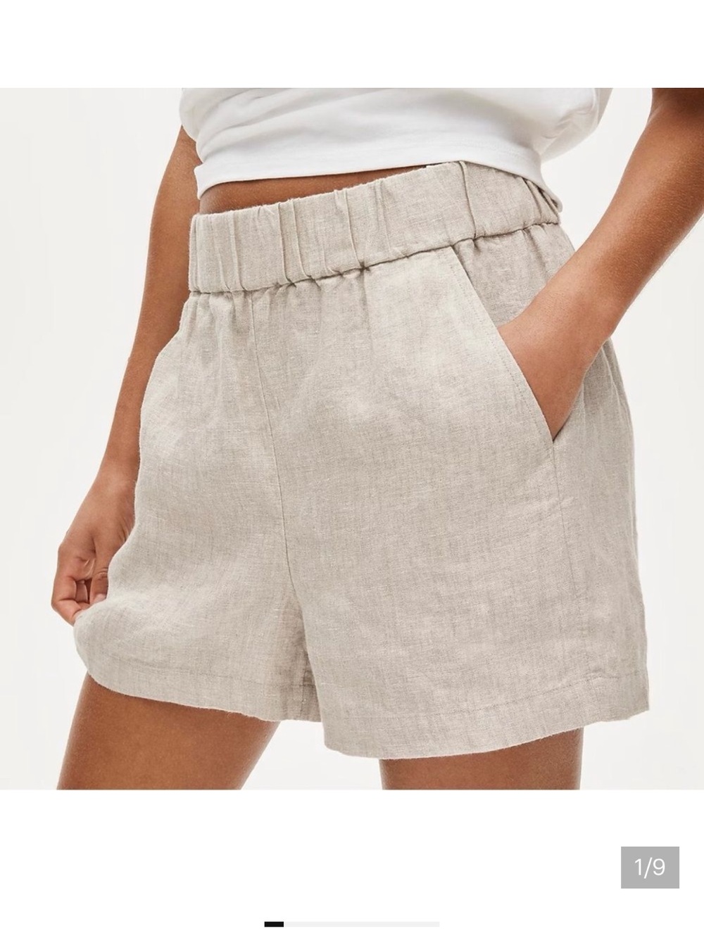 J. Crew Linen Blend Elastic Waist Shorts in Light Beige